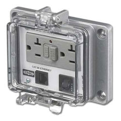 Hubbell PR205EB Panel-Safe 20A 125V, GFCI with In-Cabinet Receptacle, Cat 5e Ethernet Access and 3A Circuit Breaker