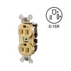 Hubbell 5262BKWR Weather Resistant, Heavy Duty Industrial Series Straight Blade Duplex Receptacle