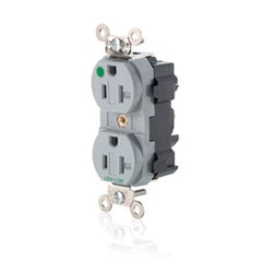 Leviton M8300-SGT Lev-Lok Modular 20 Amp Hospital Grade Wide Body Duplex Receptacle