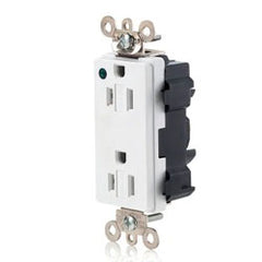 Leviton M1626-PL Lev-Lok Decora Plus 15 Amp Extra Heavy Duty Hospital Grade Receptacle with Power Indication
