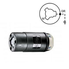 Hubbell HBL23001HGB Hospital Use, 2P3W, 20A, 125V Hubbellock Connector Body