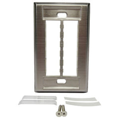 Ortronics (Legrand) TracJack® Faceplate, Stainless Steel, 6-Port, Flush Mount