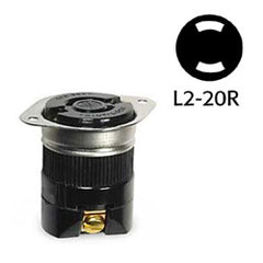 Hubbell HBL3226 NEMA L2-20R Non-Grounding Black Twist Lock Flanged Receptacle