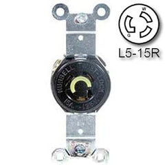 Hubbell HBL4710 15 Amp 125V Single Grounding Industrial Grade Locking Receptacle L5-15R