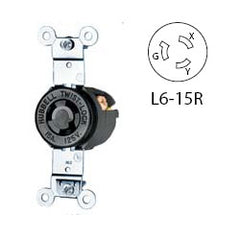 Hubbell HBL4560 15 Amp 250V Single Grounding Industrial Grade Flush Locking Receptacle L6-15R