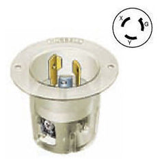 Hubbell HBL4586C 15Amp, 250V, NEMA L6-15P Locking Flanged Inlet