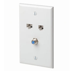 Leviton 5EA20-S3 Quickplate with 1 Data Port, Phone, and F-connector