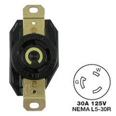 Hubbell HBL2610 AC Receptacle NEMA L5-30 Female Black 125 Volt 30 Amp
