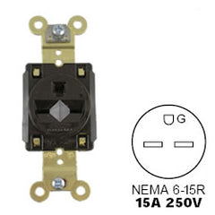 Hubbell HBL5661 15A/250V Straight Blade, Heavy Duty Specification Grade Single Receptacle