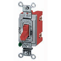 Hubbell HBL1223PL Extra Heavy Duty Industrial Series 20A 120V 3-Way Pilot Light AC Switch, Red