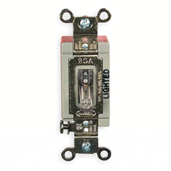 Hubbell HBL1223PLC Extra Heavy Duty Industrial Series 20A 120V 3-Way Pilot Light AC Switch, Clear