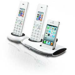 ClearSounds ICR-WI700BUN iCreation DECT 6.0 Bluetooth Phone with iPhone Dock Two Handsets, White