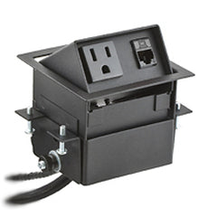 Hubbell WSBA11BK Square Mini Lift-Up Style 15 Amp Pre-Wired Connectivity Box, Black