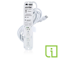 Leviton 53C4M-1N5 15 Amp Medical Grade Power Strip with Load Monitoring Inform™ Technology 4 Outlet 15’ Cord