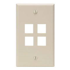 Leviton 41080-4 Single Gang QuickPort Wallplate 4 Port