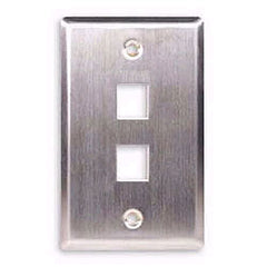 ICC IC107SF2SS Flush Mount Single Gang Stainless Steel Faceplate - 2 Port