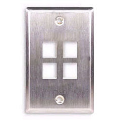 ICC IC107SF4SS Flush Mount Single Gang Stainless Steel Faceplate-4 Port