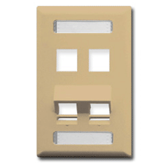 ICC IC107AS4 Angled Bottom 4-Port Single Gang Faceplate with Station ID