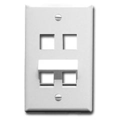 ICC IC107AF4 Angled Bottom 4 Port Single Gang Faceplate