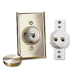 Leviton 41650 Duplex Floor Jack Insert with Brass Plate & Screw Cap