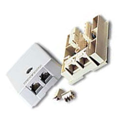 Leviton 41044-IDA Duplex Surface Mount with 2 - 4 Conductor Jacks (Line 1 & Line 2)