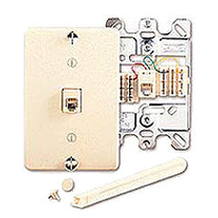 Leviton 40263 6P6C Quick Connect Wall Phone Jack with Plastic Wallplate