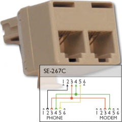 Suttle 267C 6P4C and 6P2C Modular T Adapter