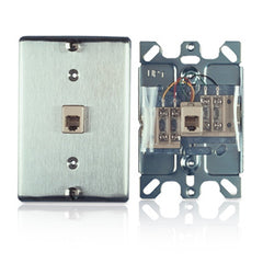 Allen Tel AT630A Stainless Steel Wall Phone Jack - Screw Terminals