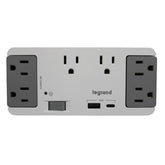 Legrand - Wiremold AC1062 - 6 Outlet Enclosure Surge Protector with One USB-A and One USB-C