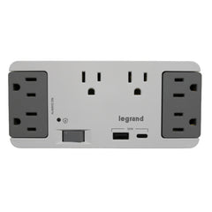 Legrand - Wiremold AC1062 - 6 Outlet Enclosure Surge Protector with One USB-A and One USB-C