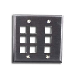 Hubbell SSF209 9 Port Double Gang Stainless Steel Faceplate