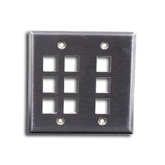 Hubbell SSF209 9 Port Double Gang Stainless Steel Faceplate