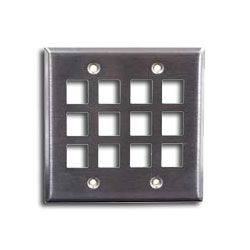 Hubbell SSF212 12 Port Double Gang Stainless Steel Faceplate