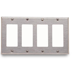 Leviton 84412-40 Stainless Steel 4 Gang Decora/GFCI Wallplate