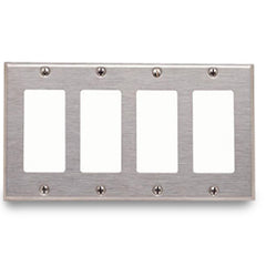 Leviton 84412-40 Stainless Steel 4 Gang Decora/GFCI Wallplate