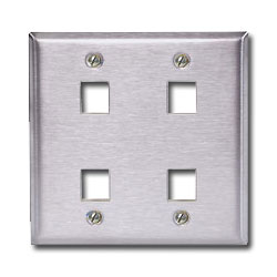 Hubbell SSF204 4 Port Double Gang Stainless Steel Faceplate