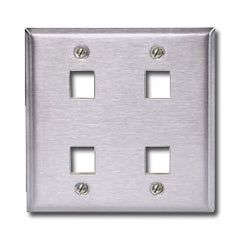 Hubbell SSF204 4 Port Double Gang Stainless Steel Faceplate