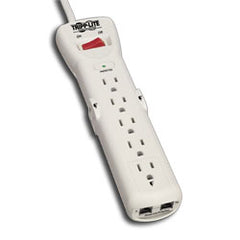 Tripp Lite SUPER6TEL12 7 AC Outlet Surge, Spike and Line Noise Suppressor with Modem/Fax Protection 12' Power Cord
