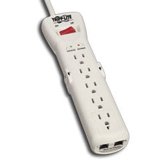 Tripp Lite SUPER7TEL15 7 AC Outlet Diagnostic Surge, Spike and Line Noise Suppressor with Modem/Fax Protection 15' Cord