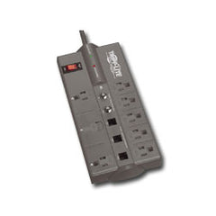 Tripp Lite TLP808TELTV 8 AC Outlet Surge, Spike, and Line Noise Suppressor with Coax/Modem/Fax Protection Transformer Outlets 8'Power Cord