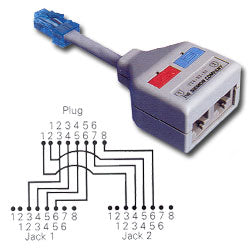 Siemon YU4-U2-U2 4-Pair USOC Jack Modular Y-Adapter for Token Ring or Voice Applications
