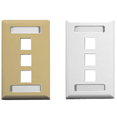 ICC IC107S03 3 Port Single Gang Faceplate With Station ID