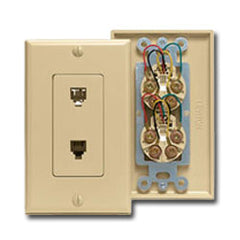 Leviton 40944 Duplex Phone Jack - 6P4C (Wall Mount)