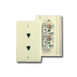 Leviton 40566 Type 625B3 Duplex Wall Jack, 6-Position, 6-Conductor, Midway Plate