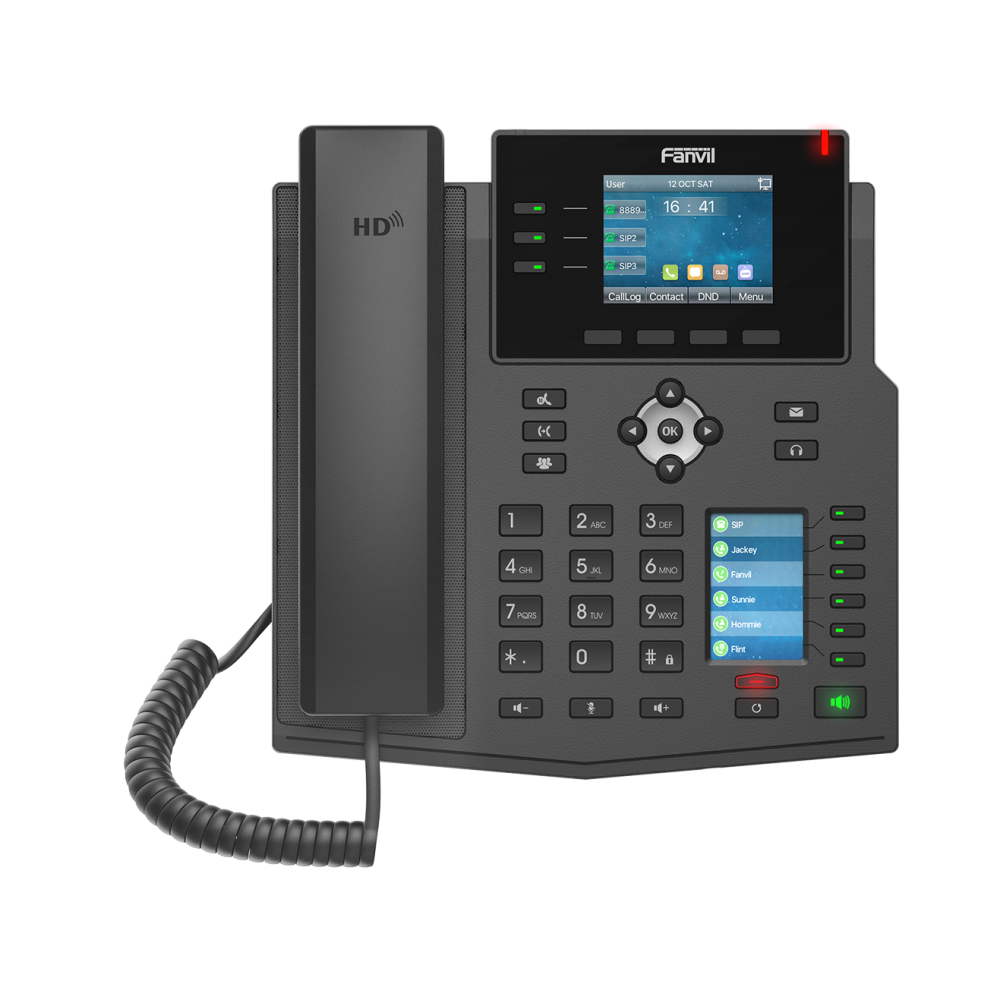 Fanvil X4U 12-Line Mid-Range IP Phone with HD Voice and Dual-Color Display