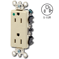 Leviton 16262-HG Hospital Grade 15A/125V Duplex Decora Receptacle