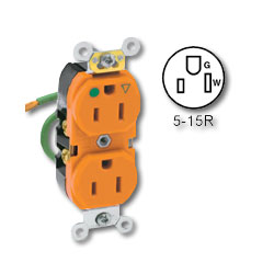Leviton 8200-LIG Back and Side Wired Duplex Receptacle with 6" Ground Lead