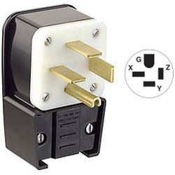 Leviton 8462-P 60 Amp 250V Grounding Flush Mount Receptacle Matching Angle Plug