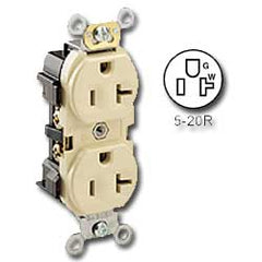 Leviton BR20-S 20Amp 125V Grounding Slim Duplex Receptacle