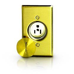 Leviton 5250 Single Display Receptacle Brass Plate